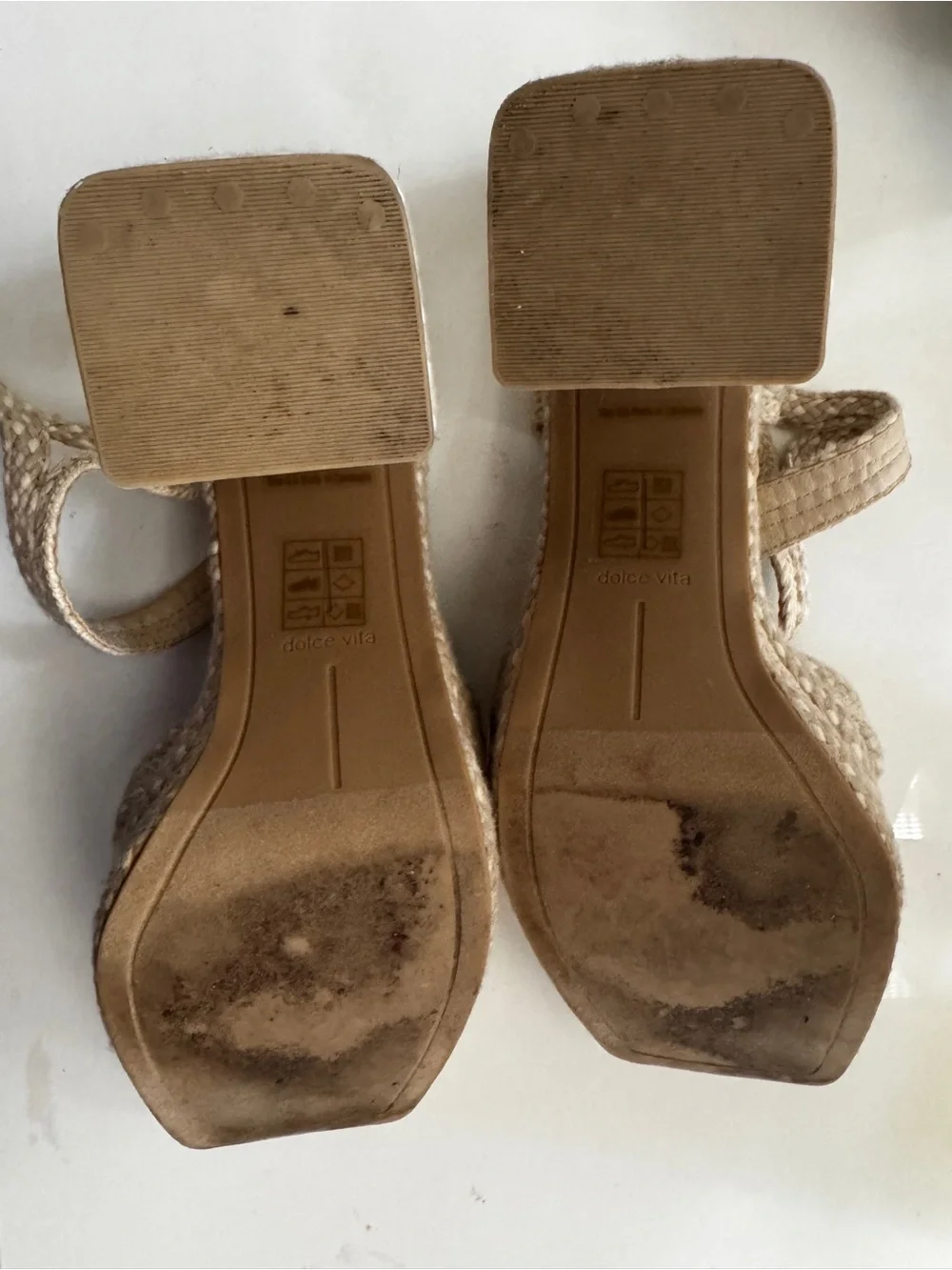 Dolce Vita Beige Braided Platform Sandals with Ankle Strap